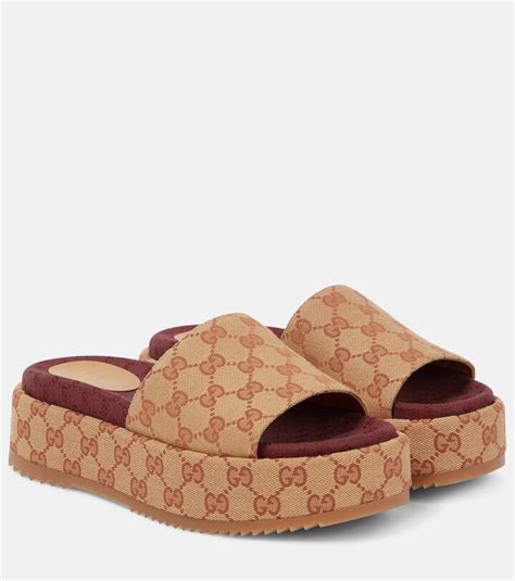 gucci canvas slide sandals|vintage Gucci slide sandals.